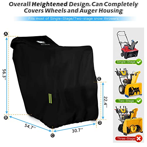 WardWolf Snow Blower Cover, Waterproof Heavy Duty 900D Snowblower Cover, Windproof, Sunproof with Air Vent, Fit Most Single-Stage or Two Stage Snow Blower, Black - Grill Parts America
