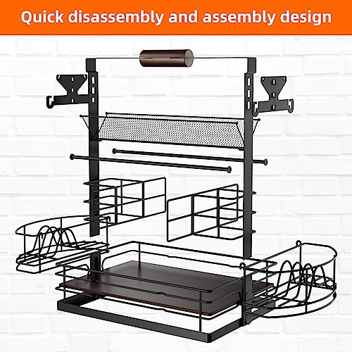 Grill Caddy BBQ Caddy with Paper Towel Holder Kitchen Organization Outdoor Camping Condiment Picnic Accessories Storage Organizer Easy to Disassemble Rv Barbecue Utensil Holder Upgraded Version - Grill Parts America