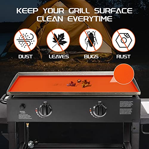 Silicone Griddle Mat for Blackstone 28 Inch, Polished Bottom Surface Grill Cover for Blackstone Protector Outdoor, Heavy Duty Food Grade Silicone Mat, All Season Cooking Protective Cover (Orange) - Grill Parts America