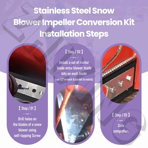 100% 304 Stainless Snow Blower Impeller Modification Kit - 1/4" 4-Snow Blower Blade Universal - Modifies 2-Stage Machine, Rust-Resistant Reuse in Harsh Environments (4) - Grill Parts America