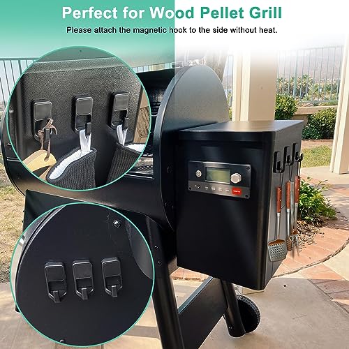 Magnetic Grill Hooks, Pellet Smoker Tool Hook with Strong Neodymium Magnet, Non Slip, Compatible with Pellet Grill Smokers Such as Traeger, Pit Boss, Z Grills, Camp Chef - Grill Parts America