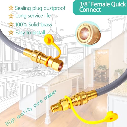 5369 Propane to Natural Gas Conversion Kit, For Weber, Fire Pit,CharBroil, Blackstone 28" &36 ",Nexgrill,Generator, Pizza Oven, Patio Heater,etc.12FT 3/8" ID Natural Gas Hose with Quick Connect - Grill Parts America