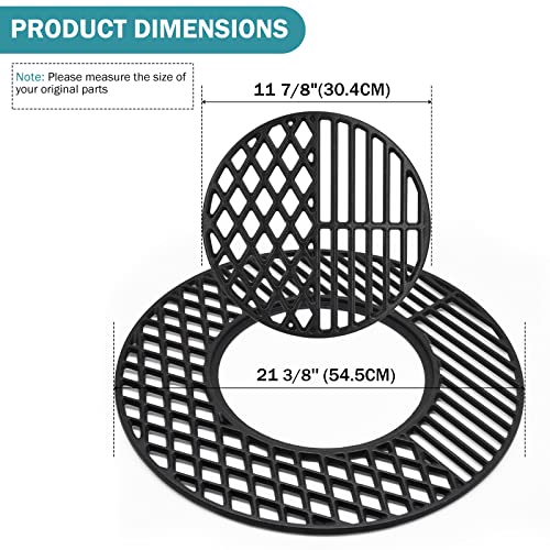 Criditpid 8835 Cast Iron Grill Grates Replacement for Weber 22.5" Charcoal Grills, Kettle, Performer Premium, Master-Touch, Charcoal Smoker, 21.5" Gourmet BBQ System Round Grill Cooking Grate Parts - Grill Parts America