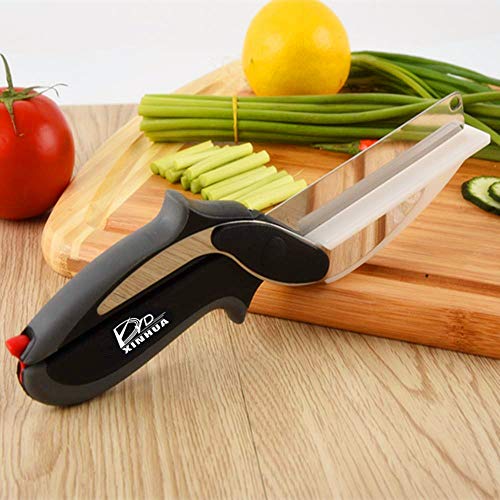 Mezzaluna Knife Salad Chopper, Stainless Steel Blade with Protective Cover  - Ergonomic Anti-Slip Handle Vegetable Chopper Mincing Knife for Pizza