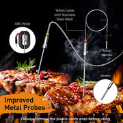 Meat Minder Pro Wireless Grill Smoker Smart Thermometer Upgrade Replacement with Food Probes 195ft Range iOS Andriod Free Smart APP Auto Reconnect Bluetooth Alarms - Grill Parts America