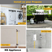 Grehitk Flexible Gas Line Connector for Dryer(1/2 72inch), Gas Hose Connector Kit for Stove, Water Heater, Gas Log, Pipe Diameter 5/8 in.OD(1/2 in. ID) Connector Size 1/2" FIP.1/2"MIP, Stainless Steel - Grill Parts America