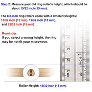 Jolaxy 8.8" Microwave Turntable Ring with 15 mm Rollers, 8 3/4" Microwave Oven Tray Support, Glass Plate Rotating Roller Ring, Ring Outer Dia. 8.8 inches (22.3 cm), Roller Height 19/32 inch (15 mm) - Grill Parts America