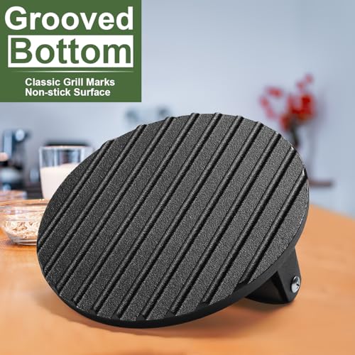 EWFEN Burger Press, 7" Round Heavy-Duty Cast Iron Smash Bacon Press Meat Steak with Wood Handle for Griddle, Sandwich, Nonstick Pan - Grill Parts America