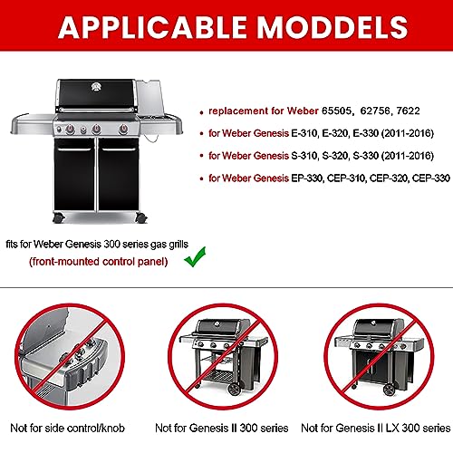 GasSaf 7620 Flavorizer Bar, 7622 Heat Deflectors Replacement for Weber 7621 65505 Genesis 300 Series E310 E320 E330 S310 S320 S330 Grill Part with Front Control Knobs (2011 & Newer) - Grill Parts America