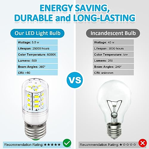 2*E27 LED Light Bulbs Frigidaire Refrigerator Bulbs Replace PS12364857  AP6278388
