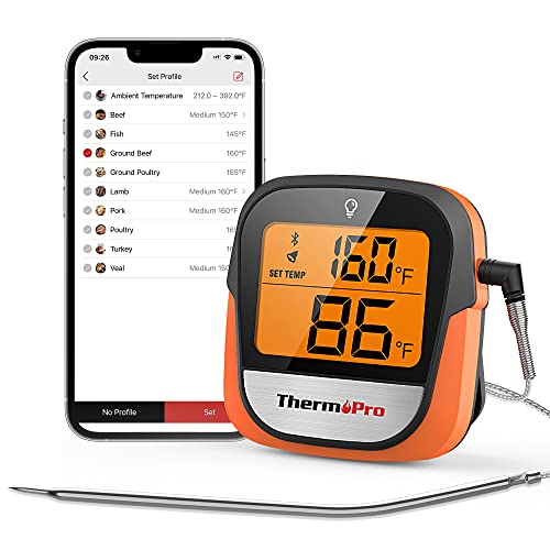 ThermoPro TP901 450-ft Wireless Meat Thermometer for Grilling, Meat Probe Bluetooth Thermometer for Smoker, Digital Meat Bluetooth Thermometer for Cooking, Smoker Accessory for Fish, Beef & Turkey - Grill Parts America