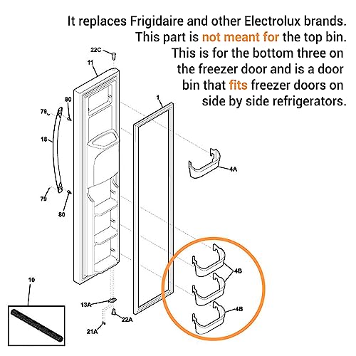Refrigerator Freezer Door Bin Fit for Frigidaire Door Shelf Replacement - Bottom Door Side Shelf Replacement Parts for Frigidaire Kenmore - Replace 240351601, AP2115974, 240351607 - Grill Parts America