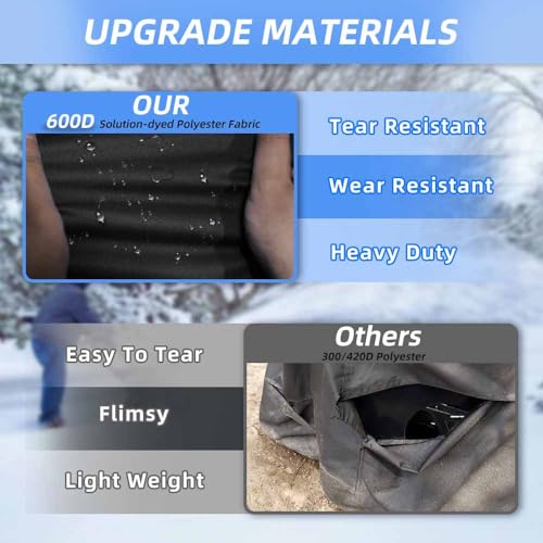 Zenicham Snow Blower Cover, 600D Heavy Duty Waterproof Snow Thrower Cover with Air Vent, Universal Fit Most Two-Stage Snowblower (50" L x 33" W x 40" H) Black & Gray - Grill Parts America