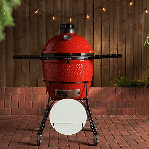 Grate Rack Fits for Kamado Joe Classic Joe Accessories Powder Coated Steel Perfect for Storing Cooking Grid Grate, Grate Rack, Ceramic Heat Deflector Plates, Cast Iron Grill Grate（2 Piece） - Grill Parts America