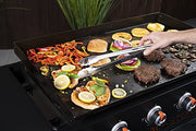 Blackstone 5464 Griddle Tool Kit Outdoor Indoor Grill BBQ Utensils Cooking Accessories-Heat Resistant– 2 Long Spatulas, 2 Angled Scraper Classic Tong, 1 (32oz) Squeeze Bottle, Black, Silver, White - Grill Parts America