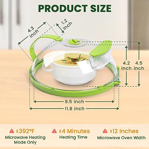 Gracenal Microwave Cover for Food Clear Microwave Splatter Cover with Handle and Water Storage Box 10 inch Plate Covers Kitchen Gadgets and Accessorie