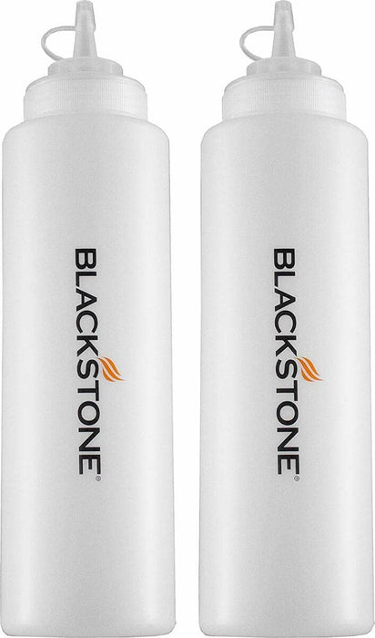 Blackstone 5071 Premium Leak-Free 32 oz Large Set of 2 Durable Clear Food Dispenser Squeeze Squirt Bottle Griddle Accessory with Cap for Sauces, Oil, Condiments,Salad Dressings, Water - Grill Parts America