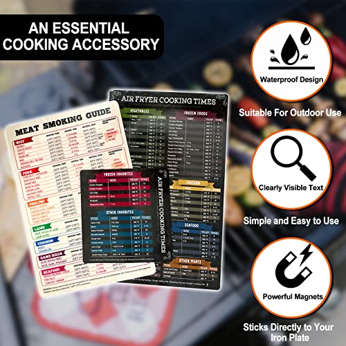 3PC Meat Smoker Guide，Meat Temperature Magnet,Meat Temperature Chart,BBQ Grill Smoker Accessories,Smoker Accessories Gifts for Men-Cook Time,Temperature Guide. - Grill Parts America