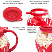 Ecolution Patented Micro-Pop Microwave Popcorn Popper with Temperature Safe Glass, 3-in-1 Lid Measures Kernels and Melts Butter, Made Without BPA, Dishwasher Safe, 1.5-Quart, Red - Grill Parts America