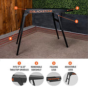 Blackstone Universal Griddle Stand with Adjustable Leg and Side Shelf - Made to fit 17” or 22” Propane Table Top – Perfect Take Along Grill Accessories for Outdoor Cooking Camping (Black) - Grill Parts America