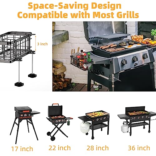 Blibly Griddle Caddy for Blackstone Griddle Accessories, Space Saving Outdoor Grill Accessories Storage Box, BBQ Caddy for 28"/36" Blackstone Griddles, Gas/Charcoal Grill, with a Paper Towel Holder - Grill Parts America