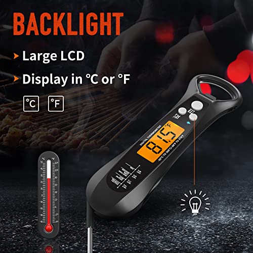 Meat Thermometer Digital for Cooking and Grilling, Collapsible Probe, with  Magnet, Calibration, Backlight Waterproof Food Thermometer, Instant Read