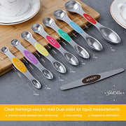 Magnetic Measuring Spoons Set of 8 Stainless Steel Dual Sided Stackable Measuring Spoons Nesting Teaspoons Tablespoons for Measuring Dry and Liquid Ingredients - Grill Parts America
