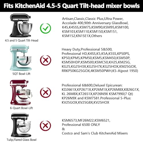 1pc 4.5-5 Quart Flex Edge Beater for KitchenAid Tilt-Head Stand