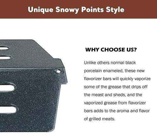QuliMetal 17.5" Porcelain Steel Flavor Bars and Heat Deflector for Weber Genesis 300 E310 E320 E330 S310 S330 (with Front Control Knobs), Replaces Weber 7620 7621 65505 7622 - Grill Parts America