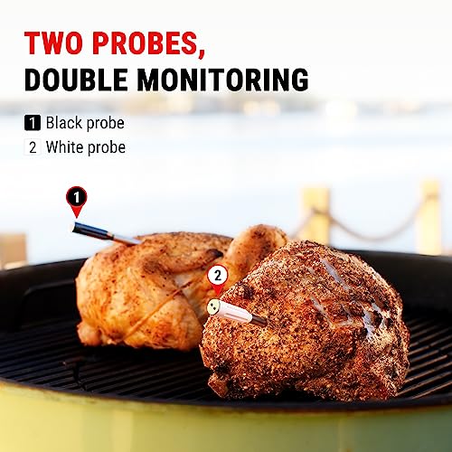 ThermoPro Twin TempSpike 500ft Truly Wireless Meat Thermometer with 2 Meat Probes, Bluetooth Meat Thermometer with LCD-Enhanced Booster, Meat
