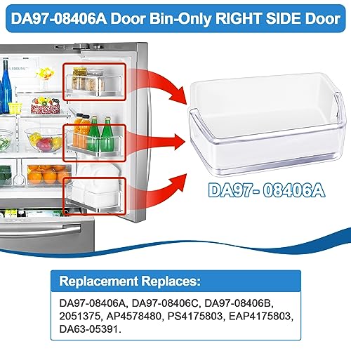 Upgraded DA97-08406A/B/C Refrigerator Door Bin Shelf Replacement for Samsung RF4287HARS Parts/RF4289 Right Fridge Door Shelf Parts AP4578480, 2051375, PS4175803, EAP4175803, with Soda Can Organizer - Grill Parts America