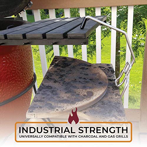 Kick Ash Basket Heavy Duty Grill Grate Super Lifter with Table Hook and Handle for Grill Grids, Pizza Stones, and Cast Iron Pans, Stainless Steel BBQ and Smoker Accessories - Designed in Wisconsin - Grill Parts America