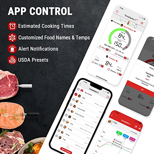 ThermoPro Twin TempSpike 500ft Truly Wireless Meat Thermometer with 2 Meat Probes and Signal Booster iOS / Android Compatible, Gray