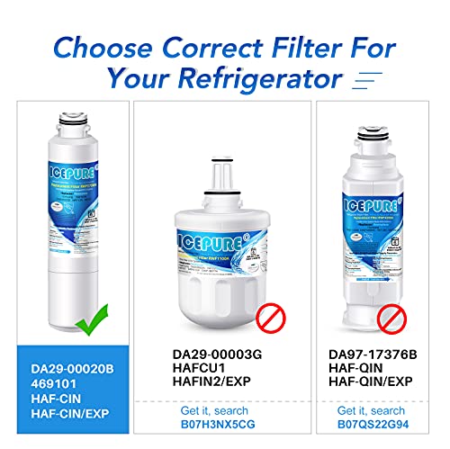 ICEPURE DA29-00020B Samsung Refrigerator Water Filter Replacement for DA29-00020A/B, HAF-CIN/EXP, RF28HFEDBSR, RF263BEAESR, RF263TEAESG, RF28HDEDBSR, HAF-CIN, RF4287HARS,RF4267HARS ,DA97-08006A 3PACK - Grill Parts America