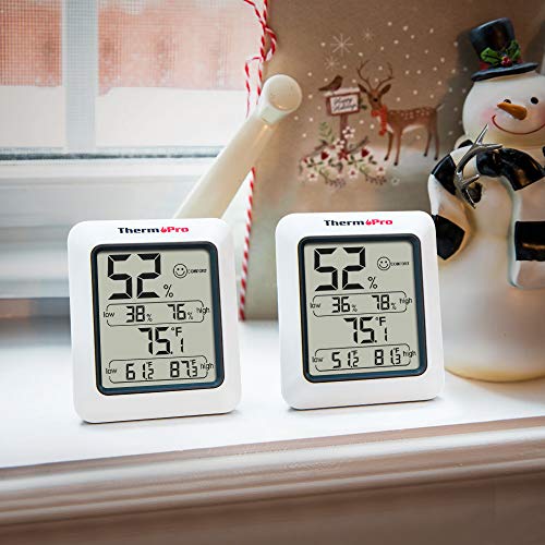 ThermoPro TP50 2 Pieces Digital Hygrometer Indoor Thermometer Room Thermometer and Humidity Gauge with Temperature Humidity Monitor - Grill Parts America