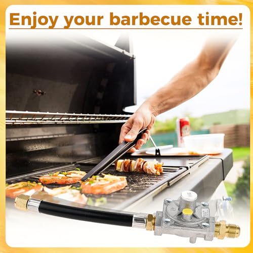 ETERMETA Natural Gas Conversion Kit Regulator Compatible with Kitchen Aid 710-0003 Gas Grill with Hose 1/2" Male Flare Fitting Replace 3030 CNG 4.0" & LP 10" - Grill Parts America
