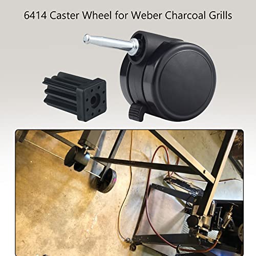 Caster Wheel Gas Grill Compatible with Weber 6414 Grill Wheels, for Weber Genesis Grill Wheel Caster Replacement Genesis 1000-500 Series, Performer (2004 and Earlier), Includes Caster Insert (2 Pack) - Grill Parts America