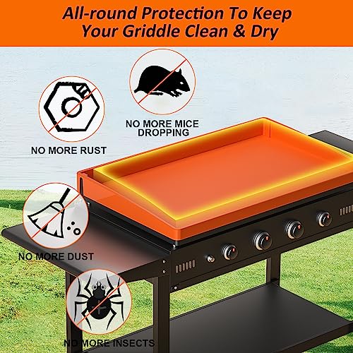 36" Silicone Griddle Mat, Upgrade Full-edge Griddle Top Covers for Blackstone 36 Inch, All Season Cooking Protective Cover, Protect Griddle from Rodents, Insects, Debris and Rust (Orange) - Grill Parts America