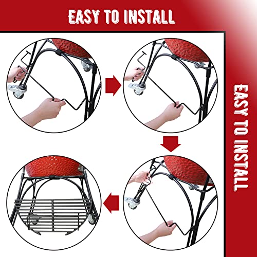 Grate Rack Fits for Kamado Joe Classic Joe Accessories Powder Coated Steel Perfect for Storing Cooking Grid Grate, Grate Rack, Ceramic Heat Deflector Plates, Cast Iron Grill Grate（2 Piece） - Grill Parts America