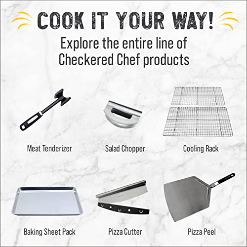 Checkered Chef Pizza Cutter Rocker - 16 Inch Mezzaluna Knife w/ Blade Cover - Pizza Slicer & Scraper - Kitchen Parts America