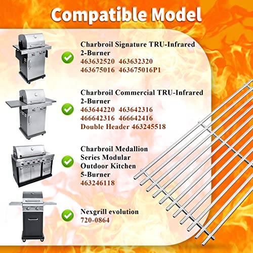 Hisencn Cooking Grates for Charbroil Commercial TRU-Infrared Grill 2-Burner 463644220 466642316 G369-0030-W2, Signature Infrared 463632520, 17 Inch Standless Steel Grill Grates for Nexgrill 720-0864 - Grill Parts America