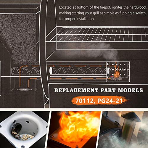 YAOAWE 2 Packs Upgraded Pellet Grill Igniter Replacement for Pit Boss & Camp Chef Smokers, Hot Rod Ignitor Parts Kit with 2pc Fuse, 200W 120V - Grill Parts America