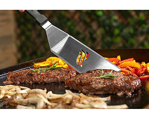 Blackstone 5051 Griddle Accessories Set Heat Resistant 6 Piece Stainless Steel Outdoor Indoor Grilling Utensils Hibachi Tools Kit-16, 16 Inch Tongs, Fork, 16” Ladle, 2 Extra-Long Spatula - Grill Parts America