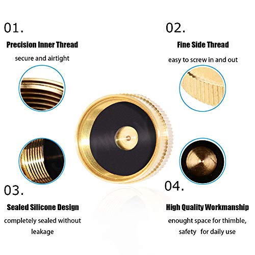 Joywayus 4Pcs Solid Brass Refill Propane Bottle Cap Universal for All 1 LB Gas Tank Cylinder Sealed Protect Cap - Grill Parts America