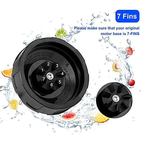 Replacement Parts for Ninja Blender 7 Fins Bottom Blade and 1 Gasket Rubber for Nutri Ninja Auto iQ BL482-30 BL492 BL642-30 NN102 BL687CO-30 BL2013 (Blade Updated) - Kitchen Parts America