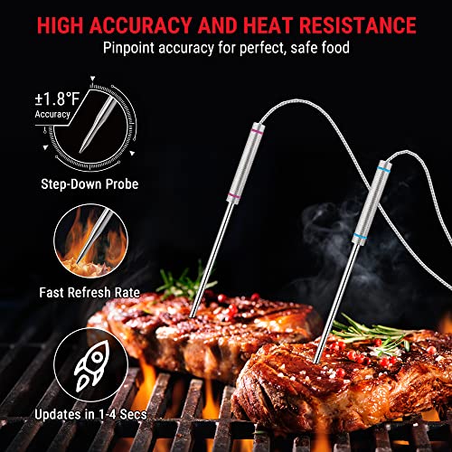 ThermoPro TP901 450-ft Wireless Meat Thermometer for Grilling, Meat Probe  Bluetooth Thermometer for Smoker, Digital Meat Bluetooth Thermometer for