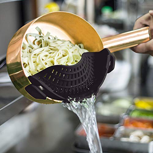AUOON Clip On Strainer Silicone for All Pots and Pans, Pasta Strainer Clip on Food Strainer for Meat Vegetables Fruit Silicone Kitchen Colander - Grill Parts America