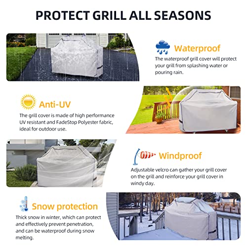 PALON Waterproof BBQ Grill Cover 75-Inch, Heavy Duty Outdoor Gas Grill Covers, with Built-in Vents Velcro, Barbecue Grills All Weather Protector for Weber Char-Broil Brinkmann Nexgrill and More - Grill Parts America