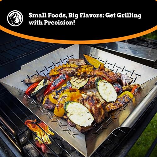 Mountain Grillers Veggie Grill Baskets Set of 2 - Heavy Duty Vegetable Grilling Basket also for Fish Meat and Shrimp - Suitable for All Grills BBQ & Smokers - Stainless Steel - 12 Inch - Grill Parts America