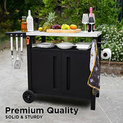 EMBERLI XL Grill Cart Outdoor with Storage with Wheels - Modular Grill Table of Outside BBQ, Blackstone Griddle 17" 22", Bar Patio Cabinet Kitchen Island Prep Stand - Grill Parts America
